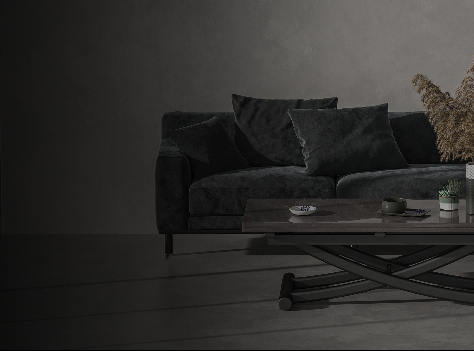 Black Transforming table, Expandable Coffee Table, Space-Saving Table, coffee table black (homepage render)