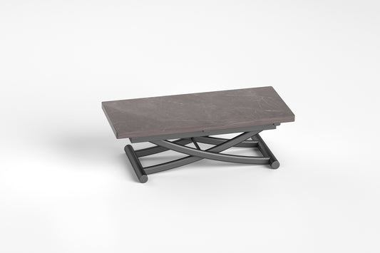 Black Transforming table, Expandable Coffee Table, Space-Saving Table, coffee table mode (left side view)